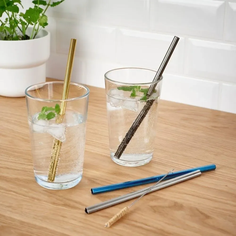 IKEA LUFTTÄT Mixed Shapes Colors Drinking Straws/Brush, Set of 5